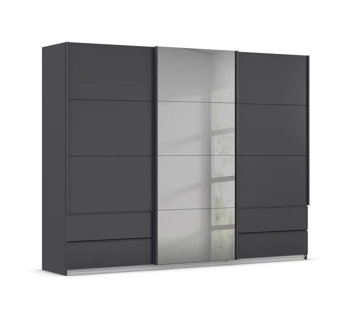 Schwebetürenschrank Elara mit Spiegel in grau | grau metallic | verschiedene Größe