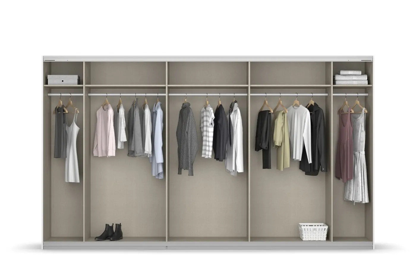 Schwebetürenschrank Kulmbach | 3-türig | mit Spiegel & Zubehör | grau metallic | 360x210