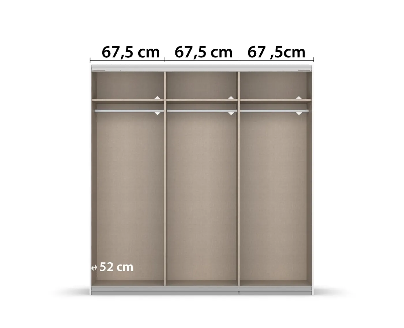 Schwebetürenschrank Kulmbach | 3-türig | mit Spiegel & Zubehör | weiß Hochglanz / alpinweiß | 203x210