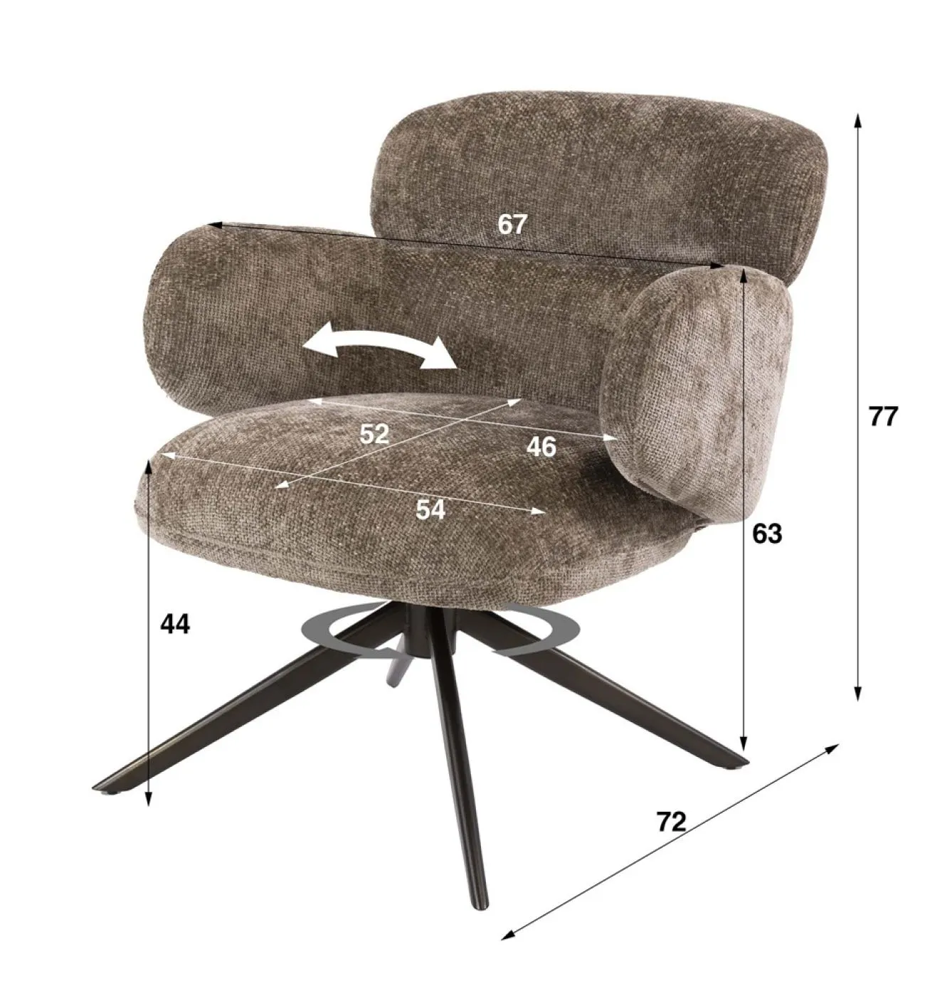 Sessel Milagro | drehbar | Hoven-Stoff / Chenillegewebe | champagne-braun