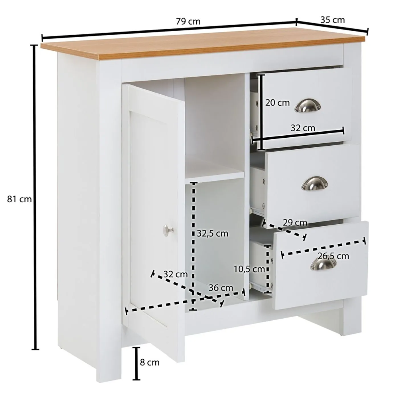 Sideboard Anrichte Liam | weiß / braun