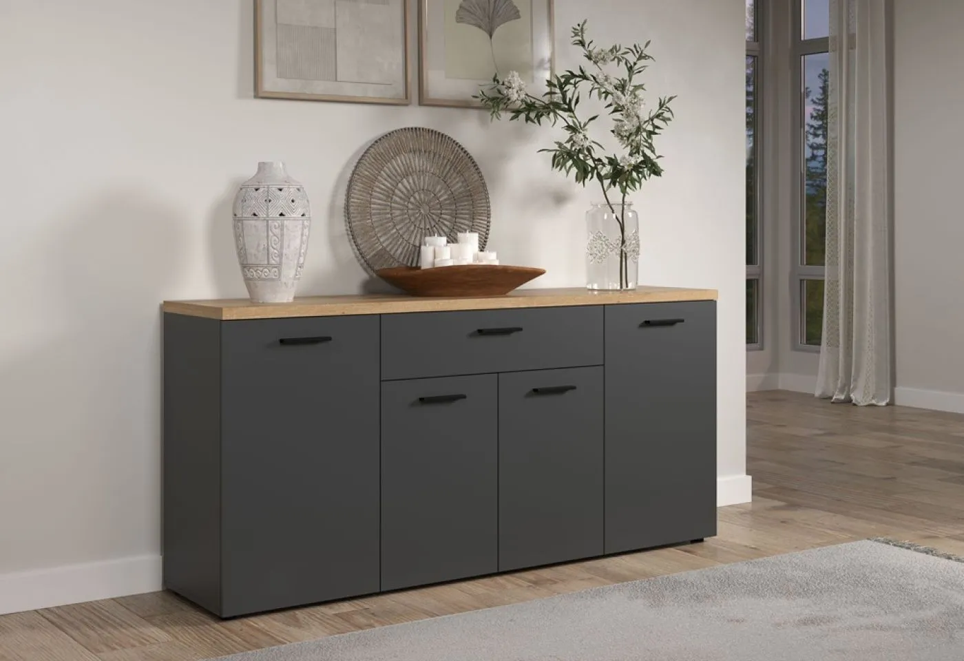 Sideboard Baggio | Anthrazit / Coast Evoke Oak