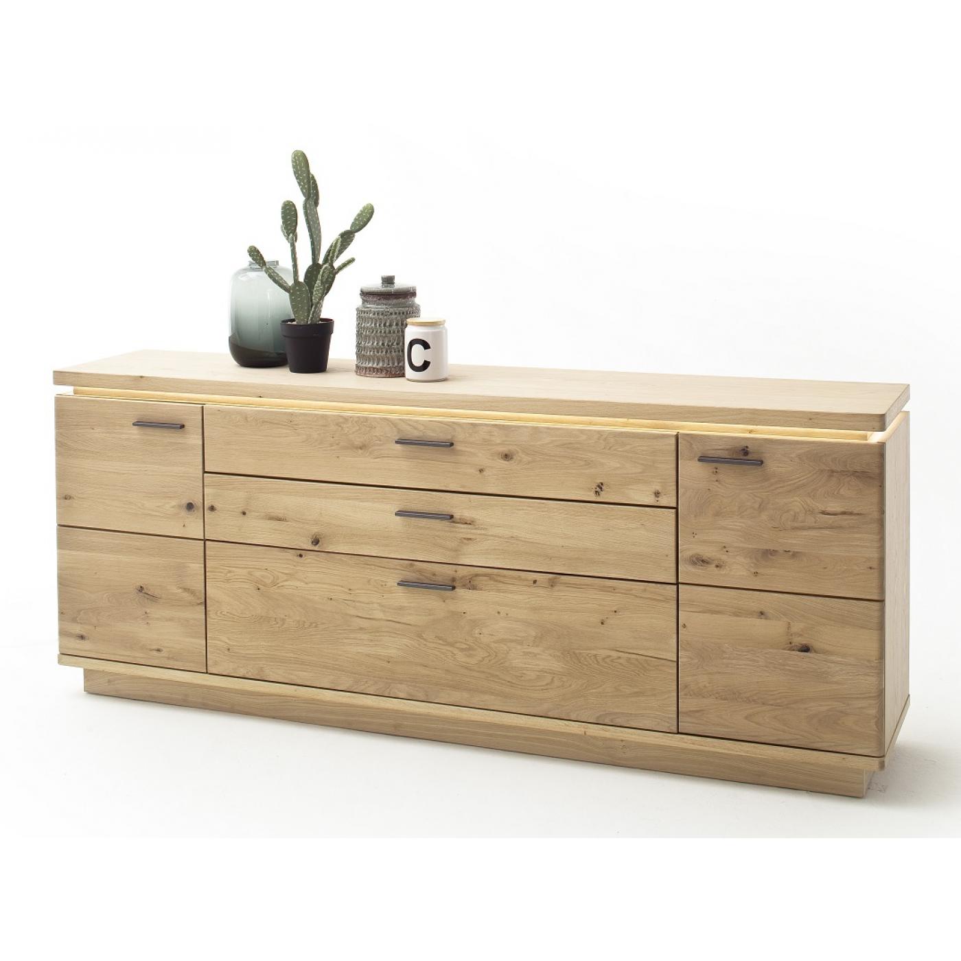 Sideboard Barcelona groß | Balkeneiche Bianco / Eiche Bianco | inkl. LED Beleuchtung