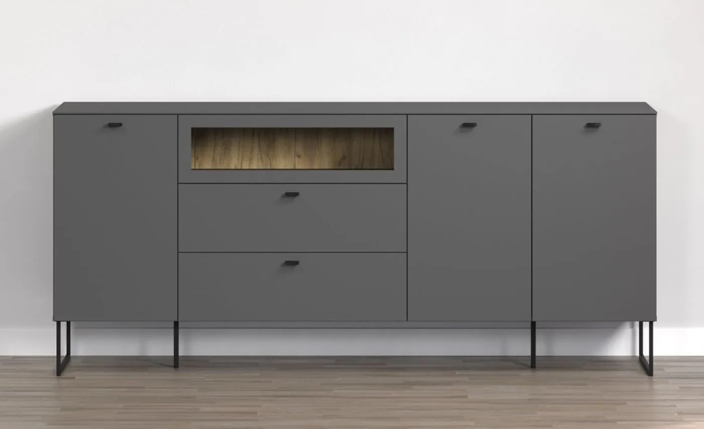 Sideboard Bellugi 1, Anthrazit Dekor – Ansicht 2