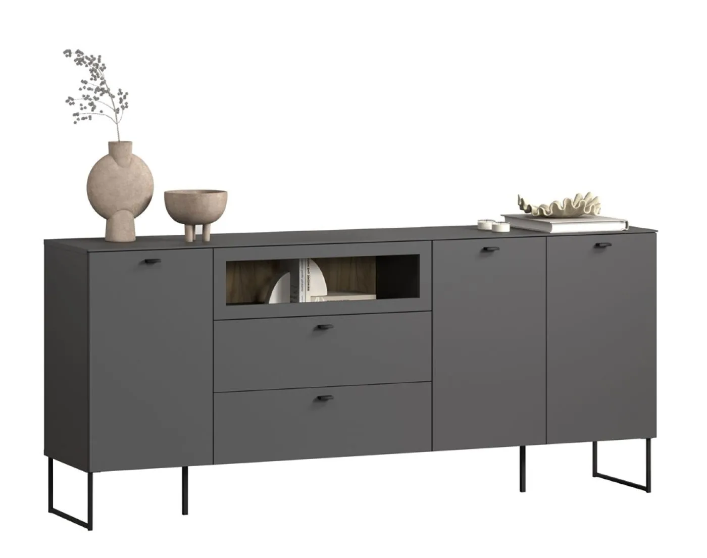 Sideboard Bellugi 1, Anthrazit Dekor – Ansicht 3