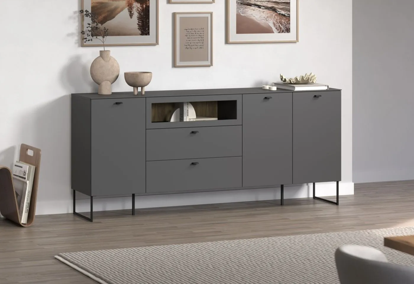 Sideboard Bellugi 1, Anthrazit Dekor – Ansicht 8
