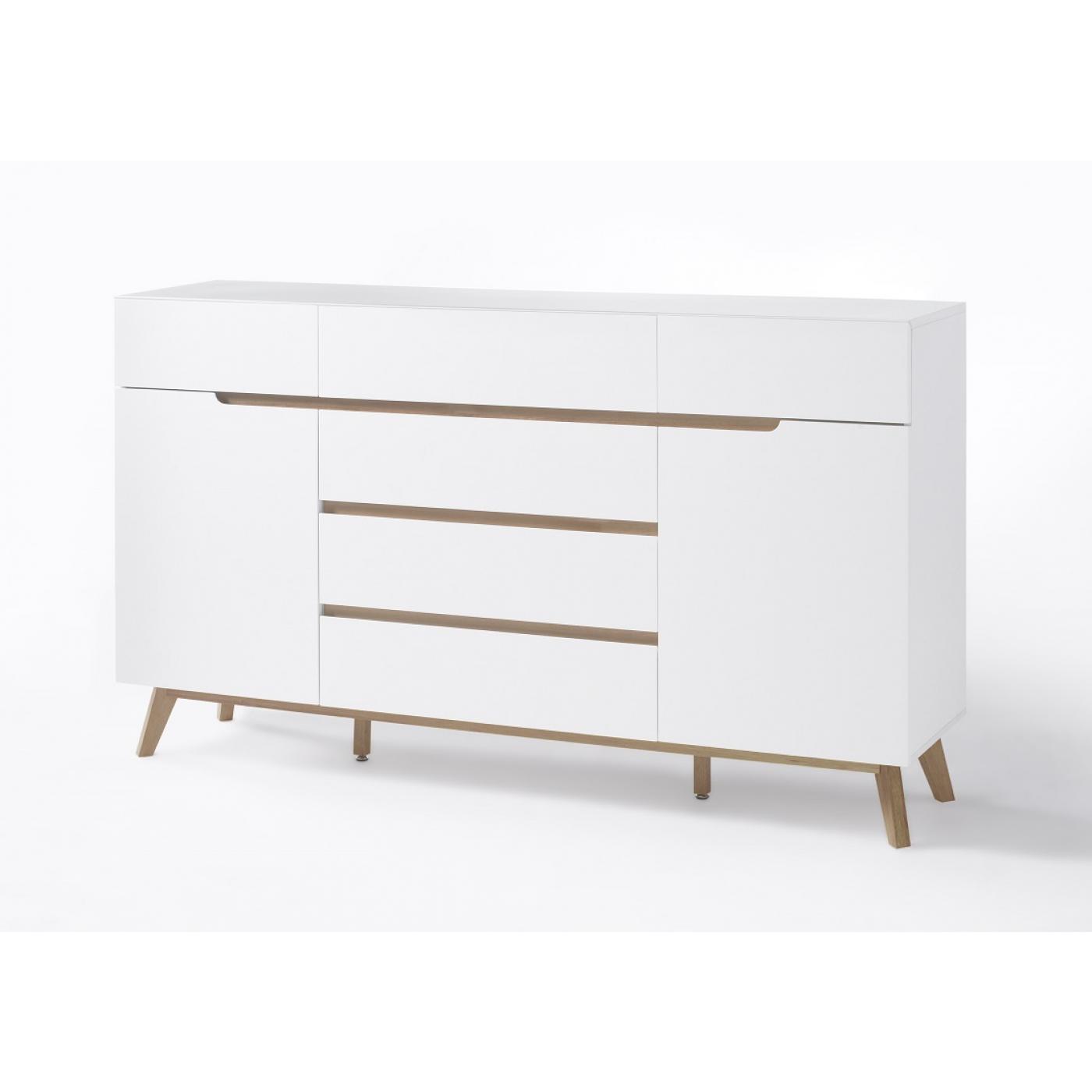 Sideboard Cervo 2 | weiß matt / Asteiche massiv