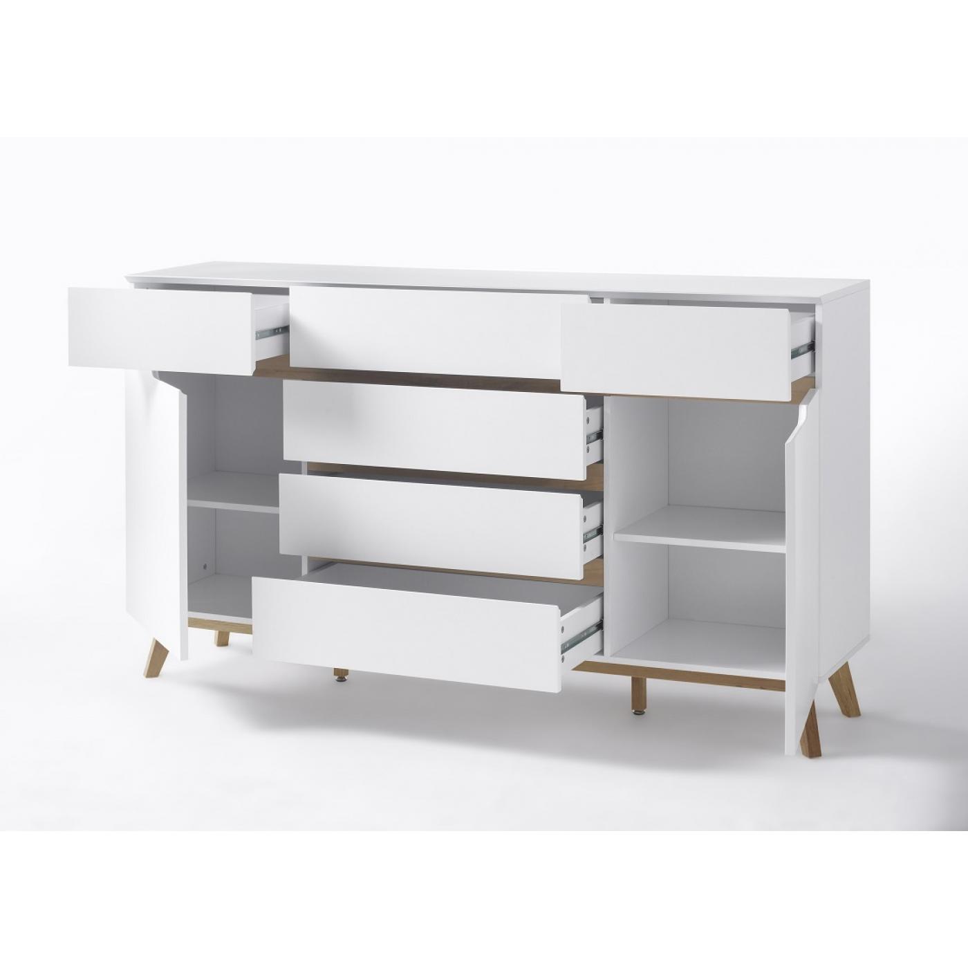 Sideboard Cervo 2 | weiß matt / Asteiche massiv
