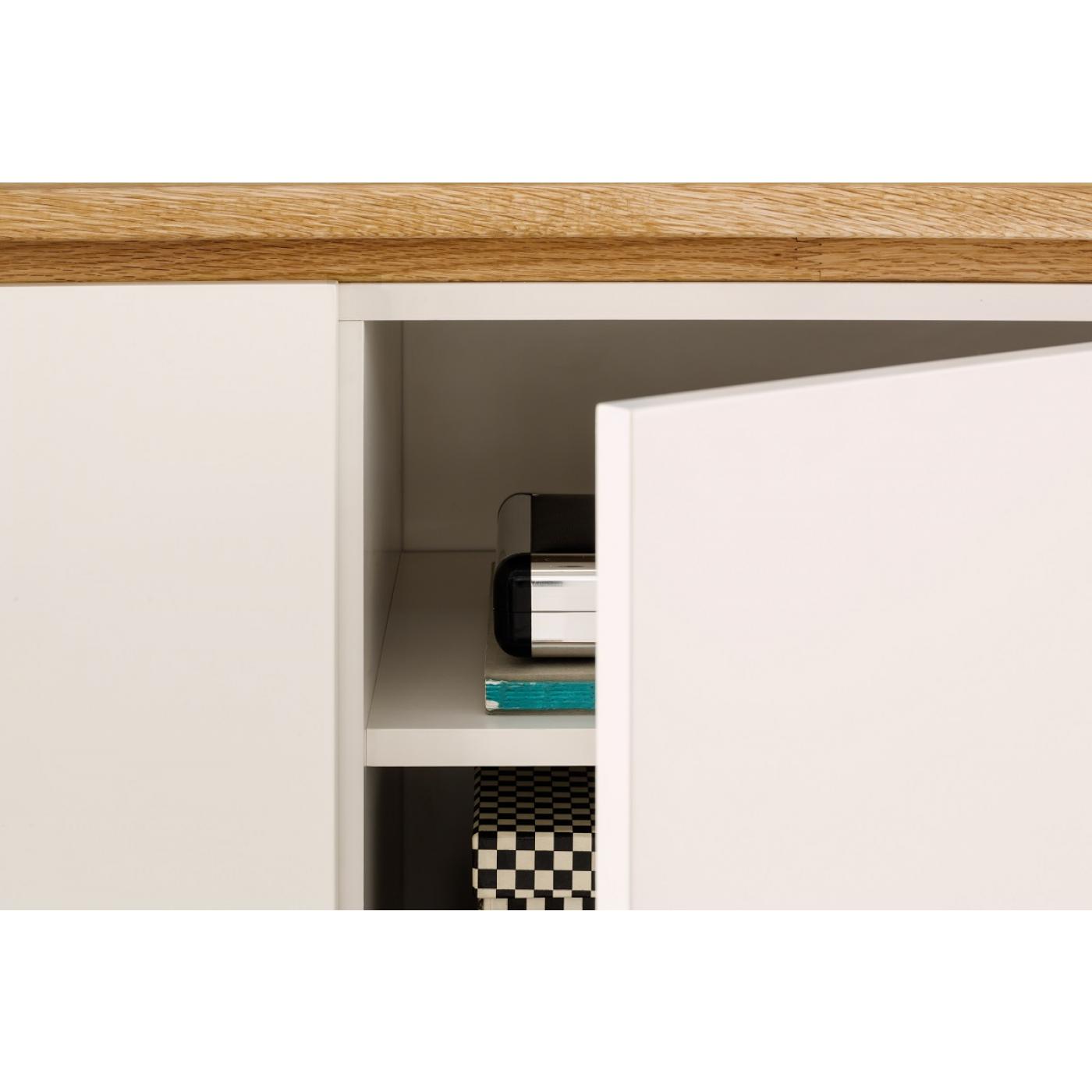 Sideboard Chiaro | weiß matt / Asteiche massiv