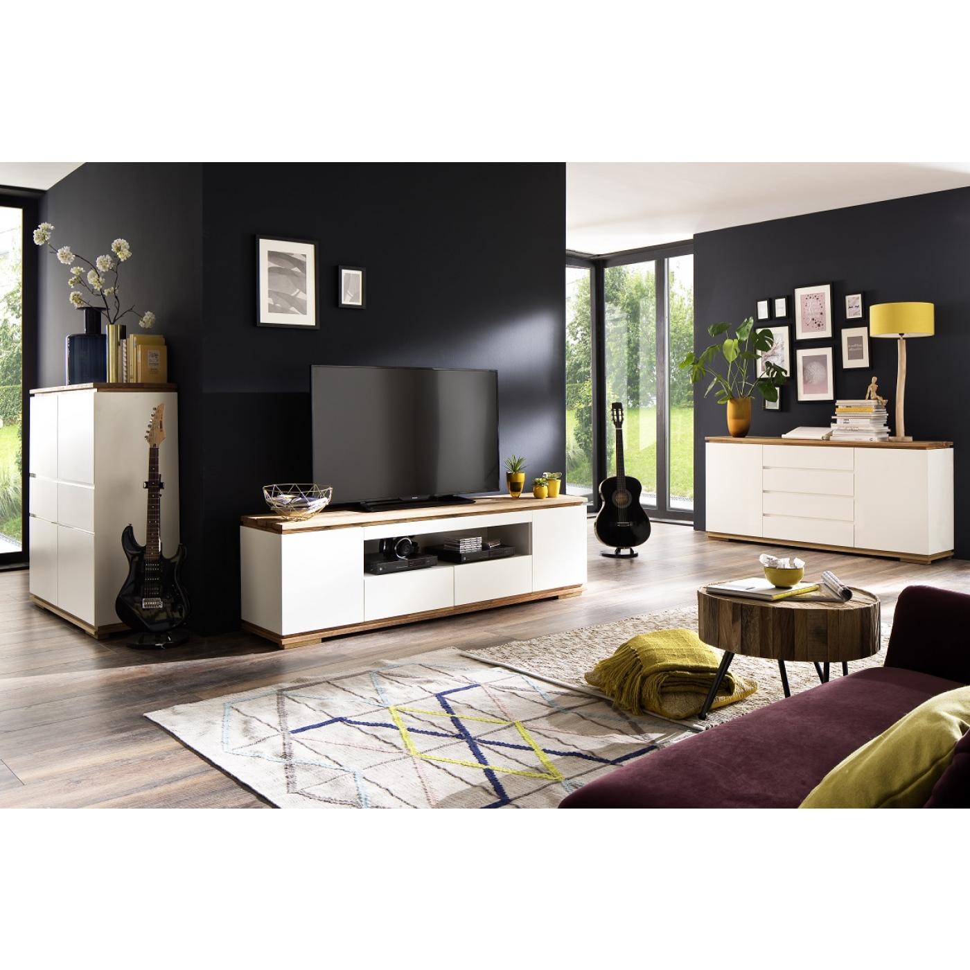 Sideboard Chiaro | weiß matt / Asteiche massiv