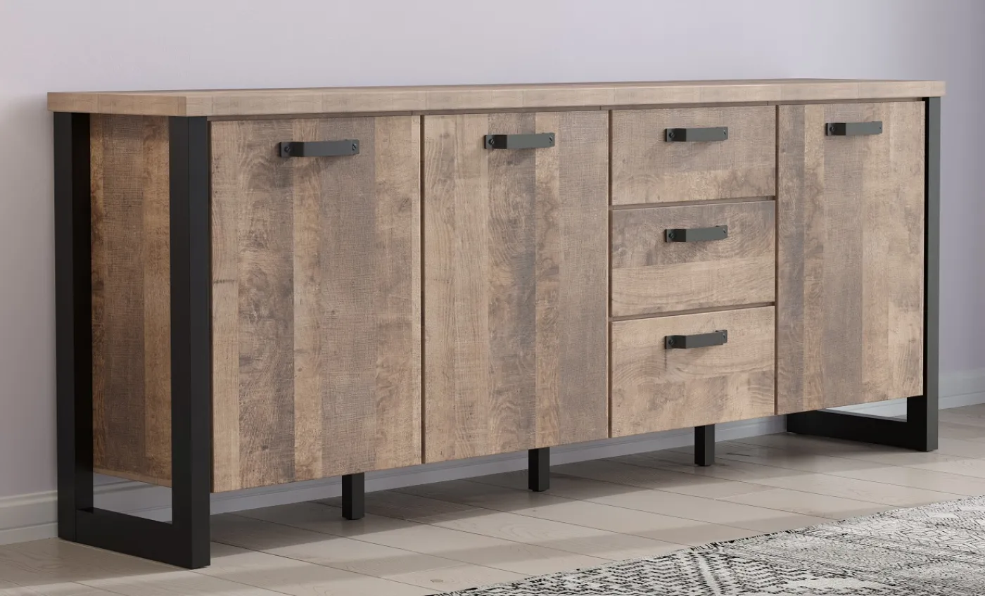 Sideboard Emile | Eiche Tabak / Schwarz