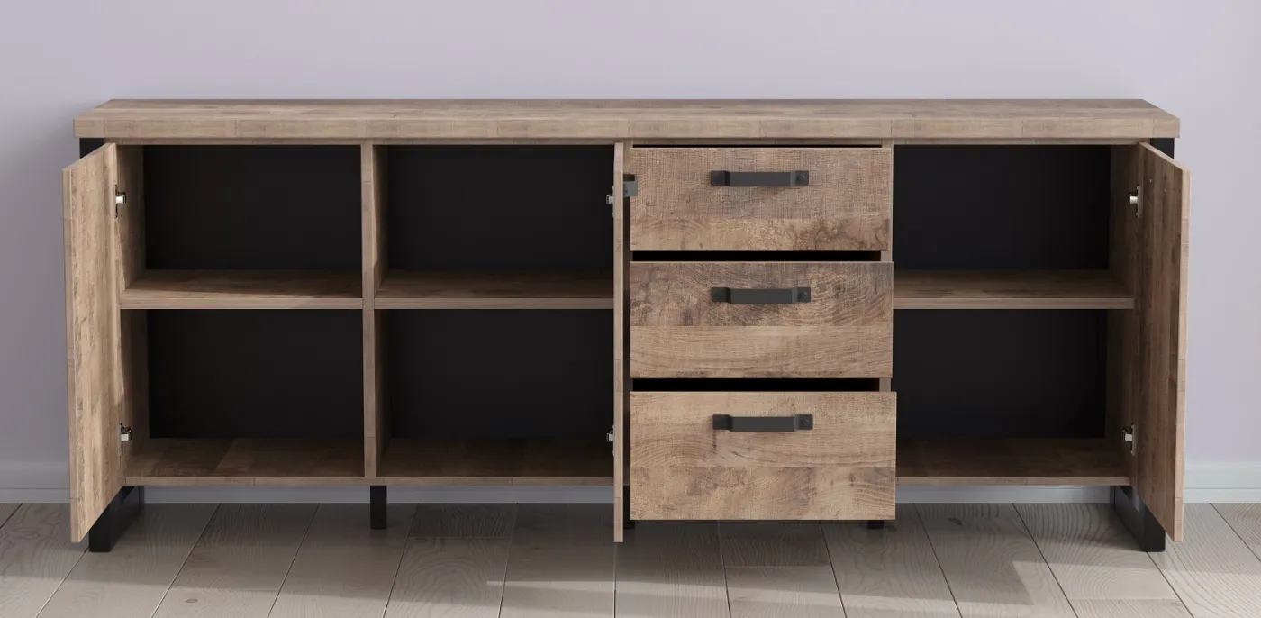Sideboard Emile | Eiche Tabak / Schwarz