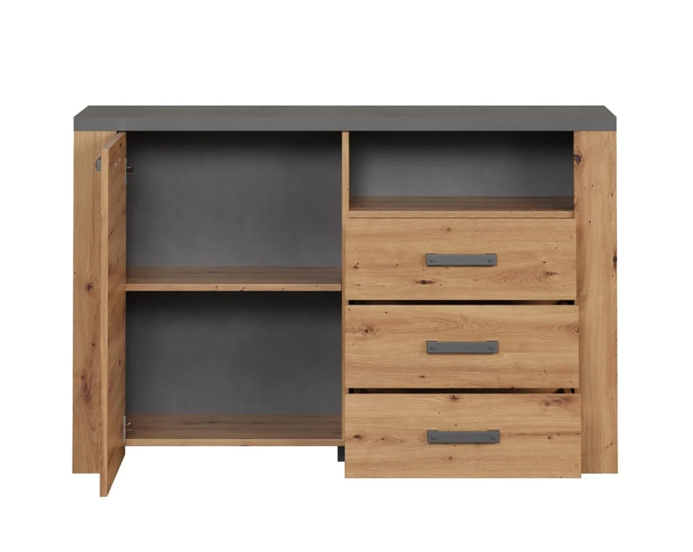 Sideboard Follow mit Schubkästen | Artisan Eiche / Matera grau ohne Beleuchtung
