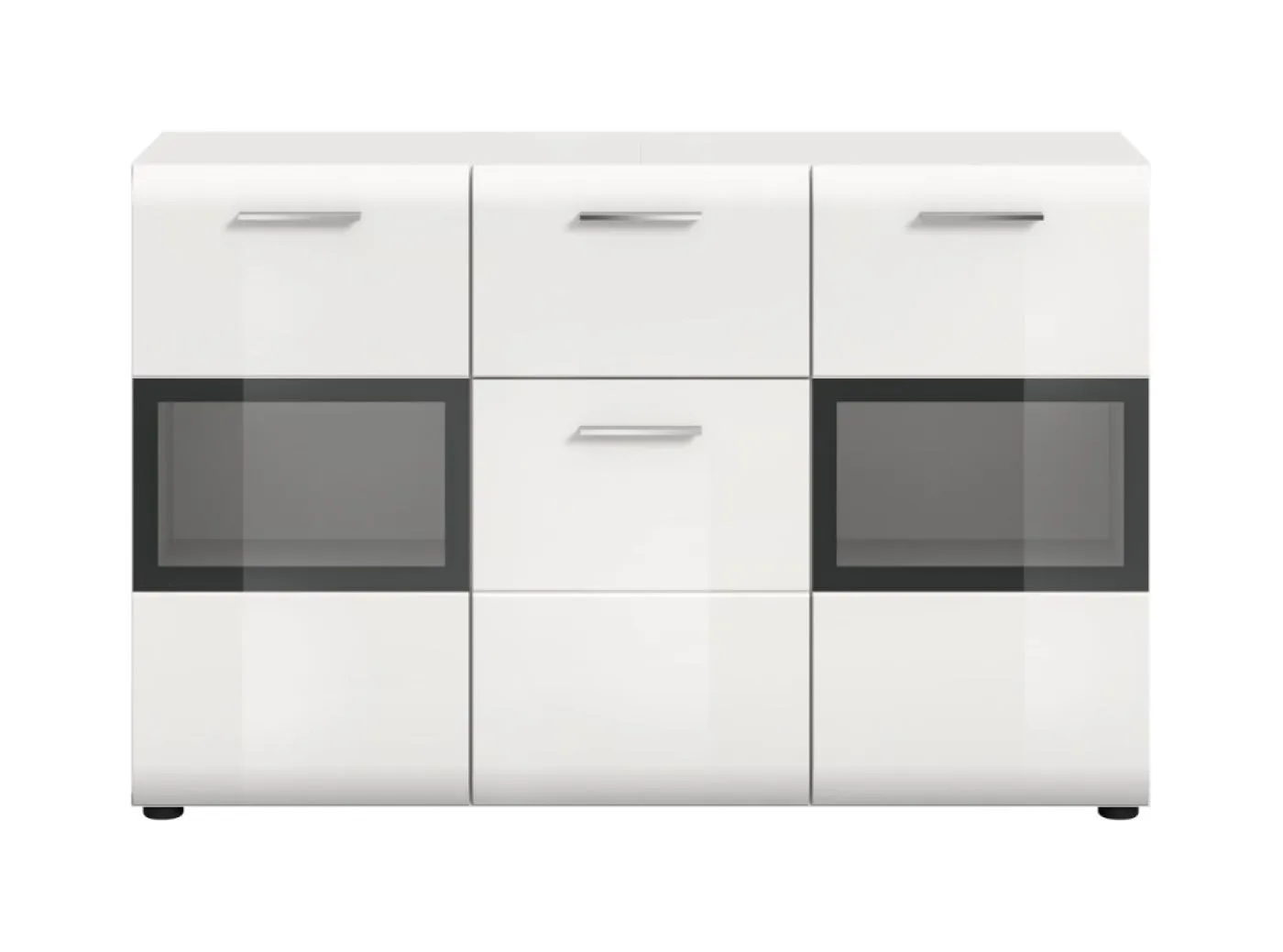 Sideboard Ice | mit Vitrinen | weiß / schwarz