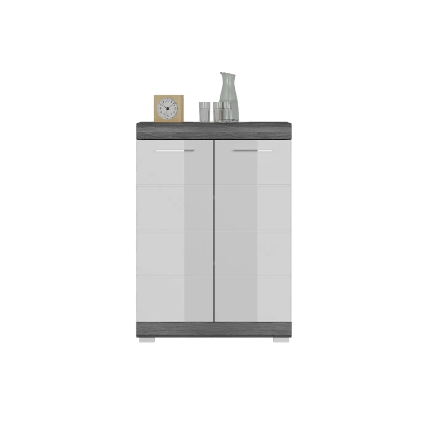 Sideboard Kommode Scout 4 | weiß Hochglanz / rauchsilber