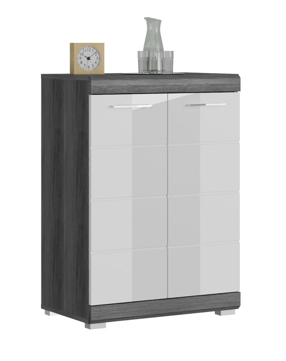 Sideboard Kommode Scout 4 | weiß Hochglanz / rauchsilber