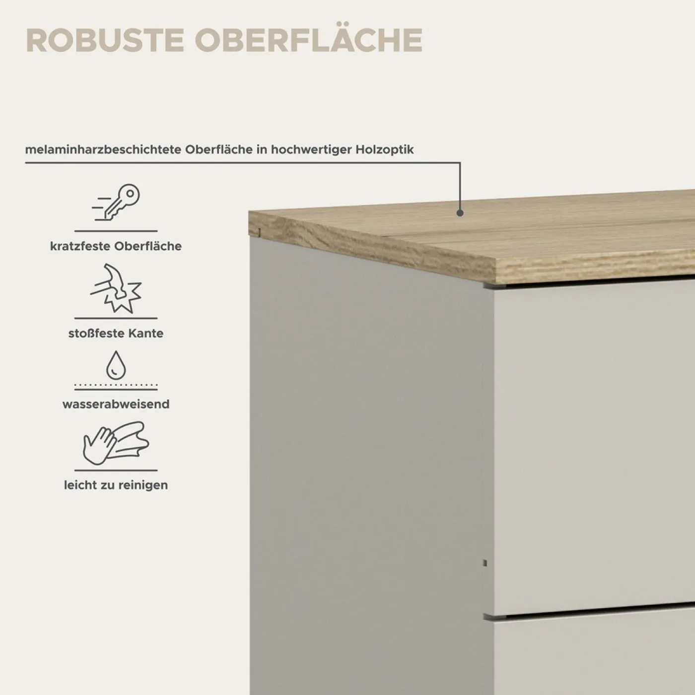 Sideboard Kommode Slide 1 | Kaschmir / Evoke Oak