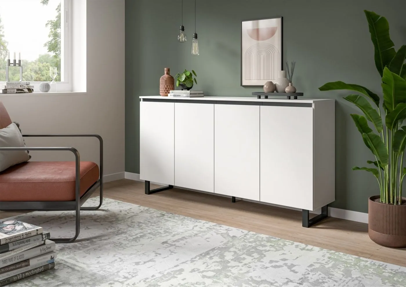 Sideboard Kommode Tomasa 1 | weiß / schwarz
