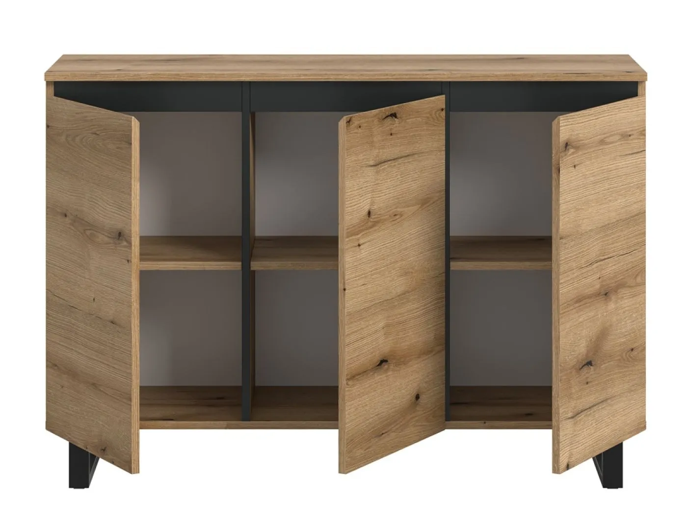 Sideboard Kommode Tomasa | Evoke Oak / schwarz