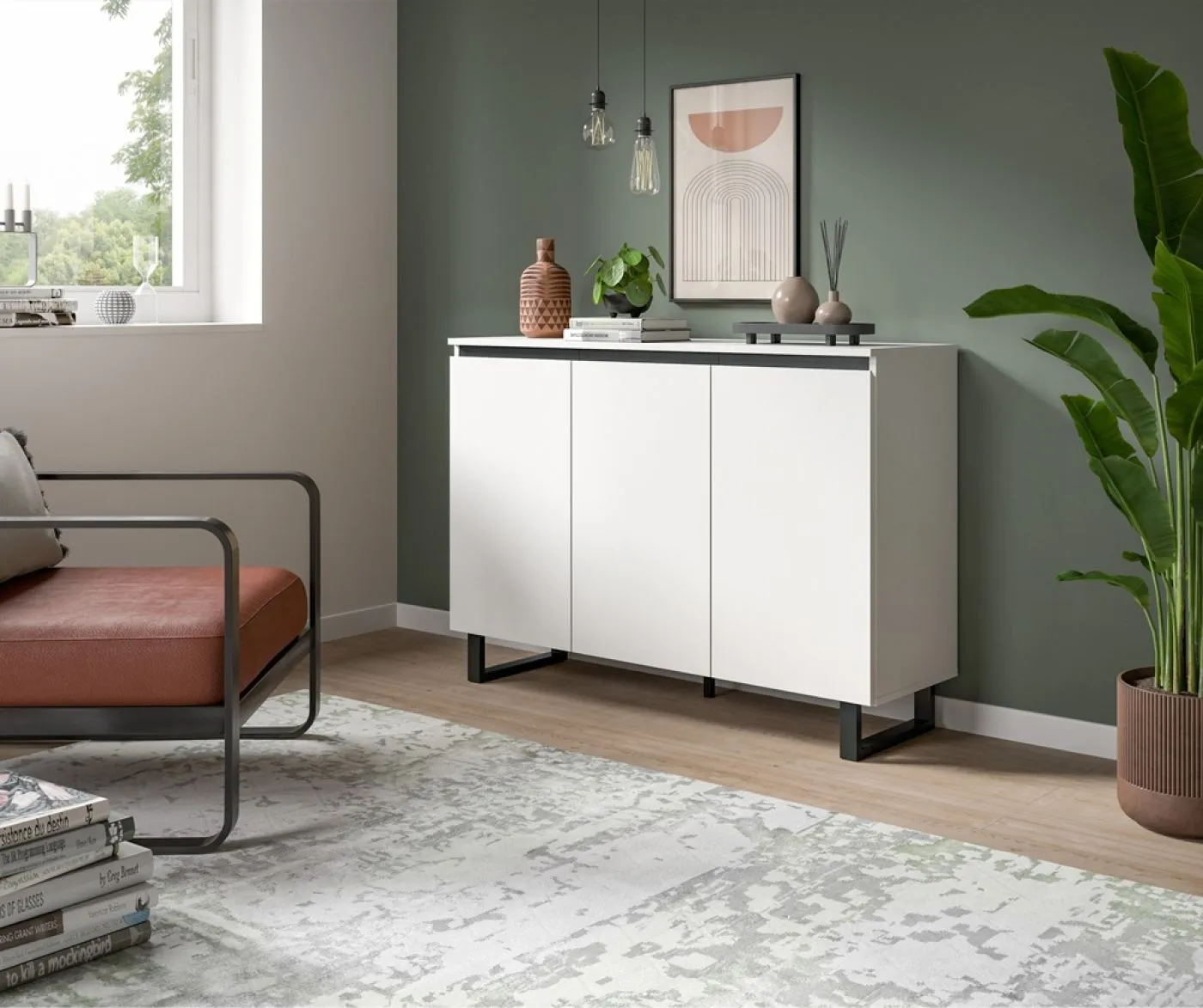 Sideboard Kommode Tomasa | weiß / schwarz