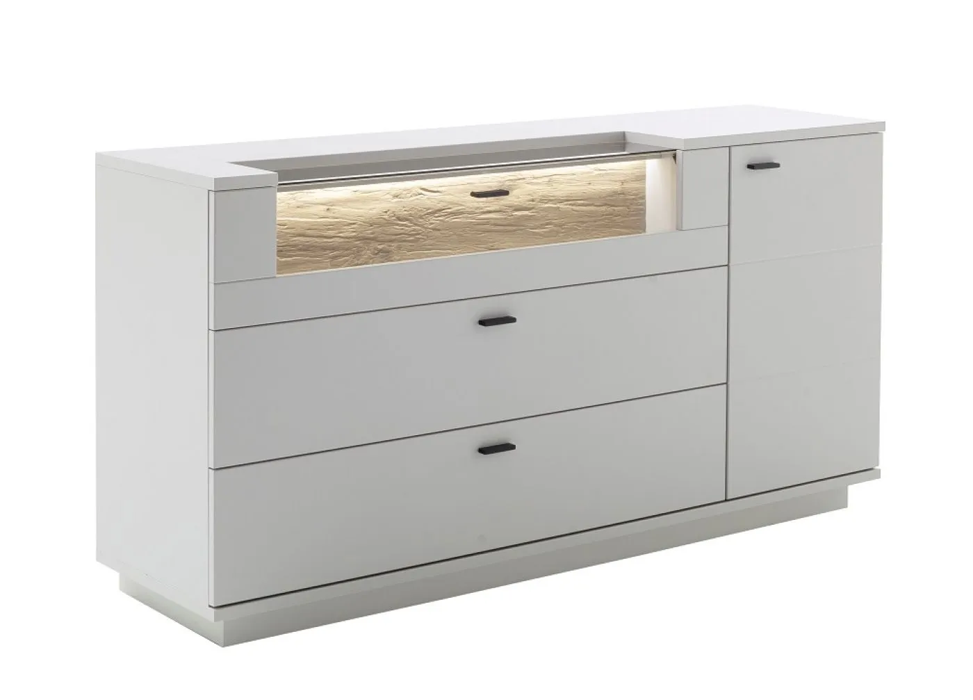 Sideboard Lissabon | Modern White | mit Bandbeleuchtung