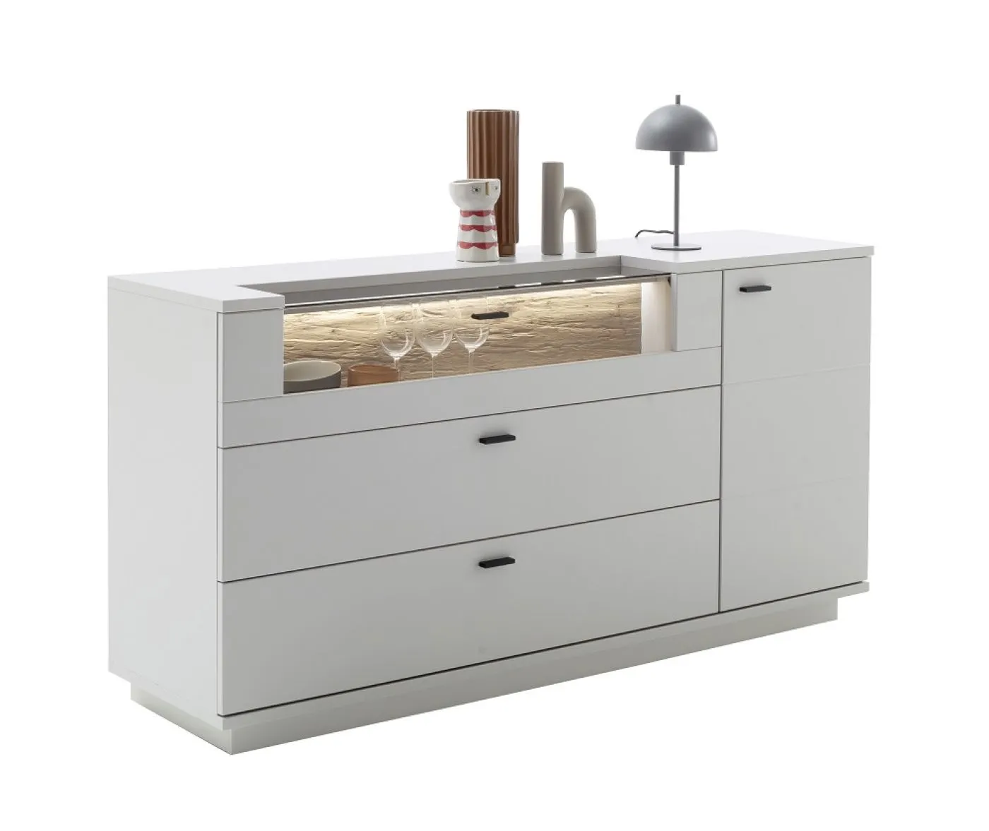 Sideboard Lissabon | Modern White | optional LED Beleuchtung