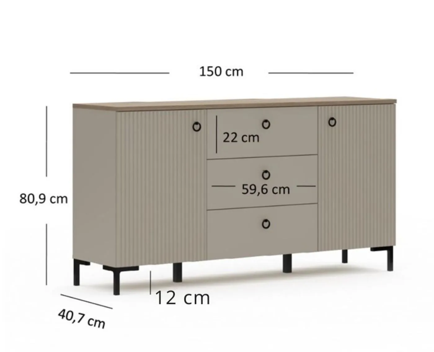 Sideboard Lucrezia 1, Cashmere Dekor – Ansicht 3