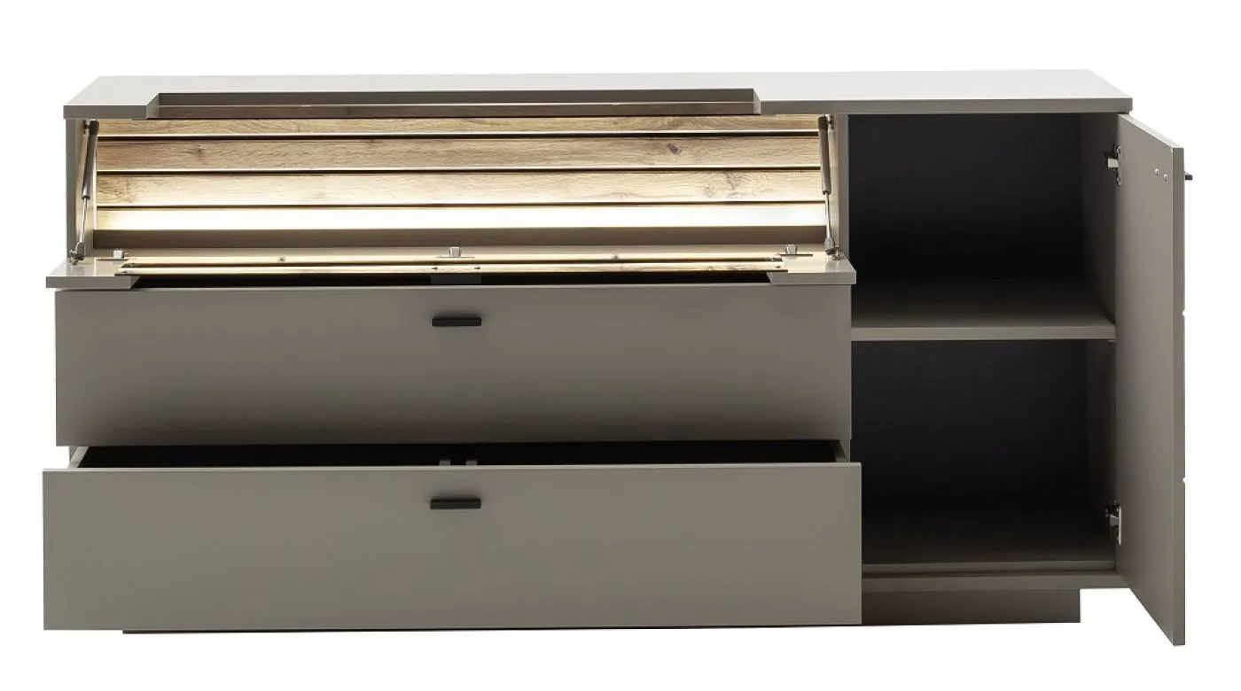 Sideboard Lüttich | Basalt / Wotan Eiche | mit Bandbeleuchtung