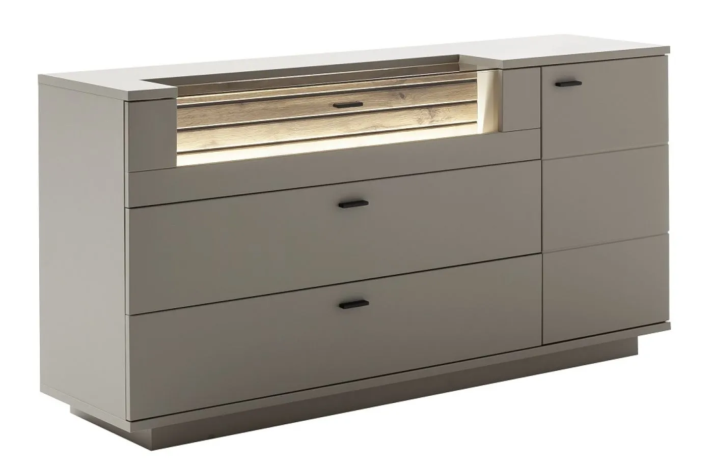 Sideboard Lüttich | Basalt / Wotan Eiche | optional LED Beleuchtung