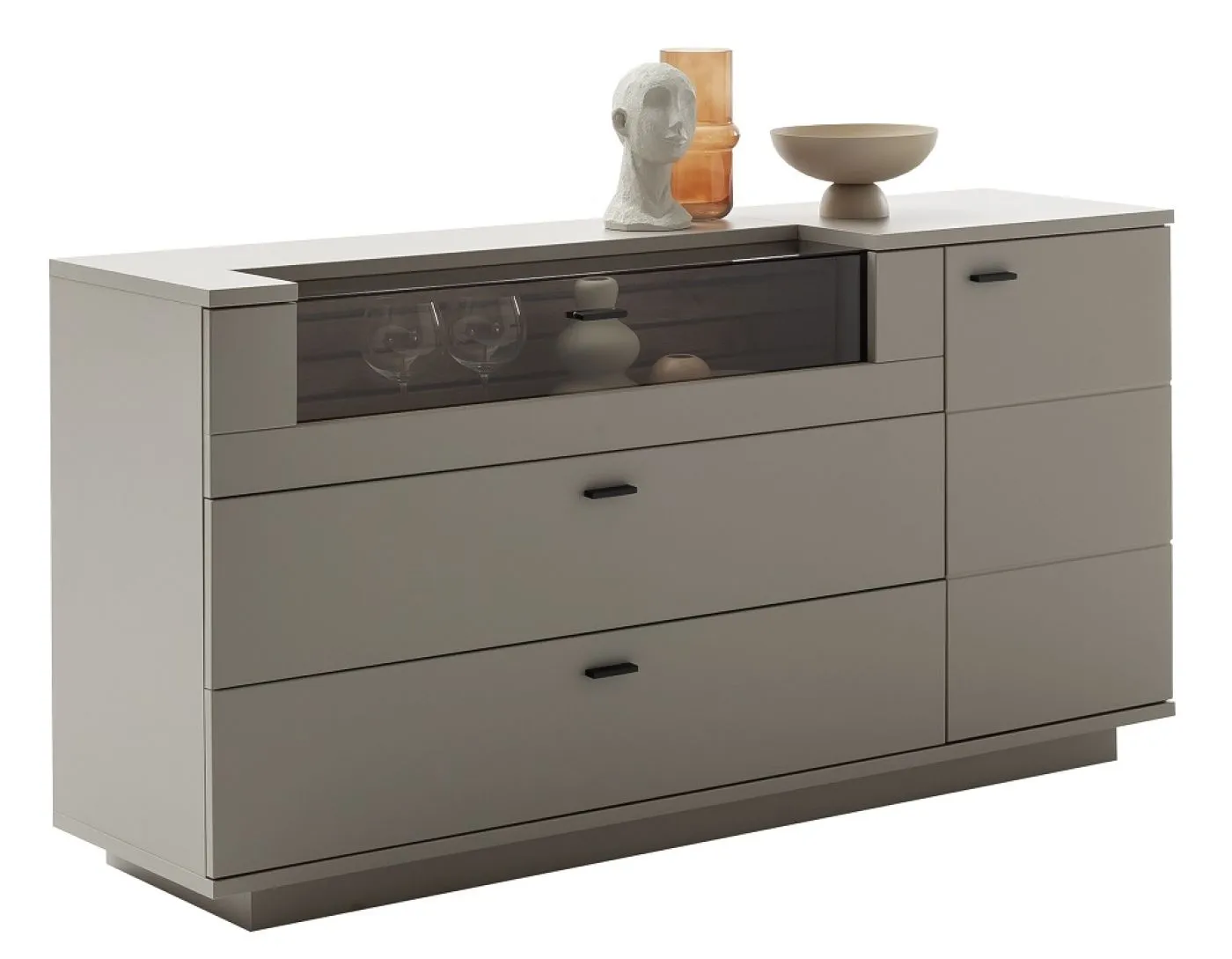 Sideboard Lüttich | Basalt / Wotan Eiche | optional LED Beleuchtung