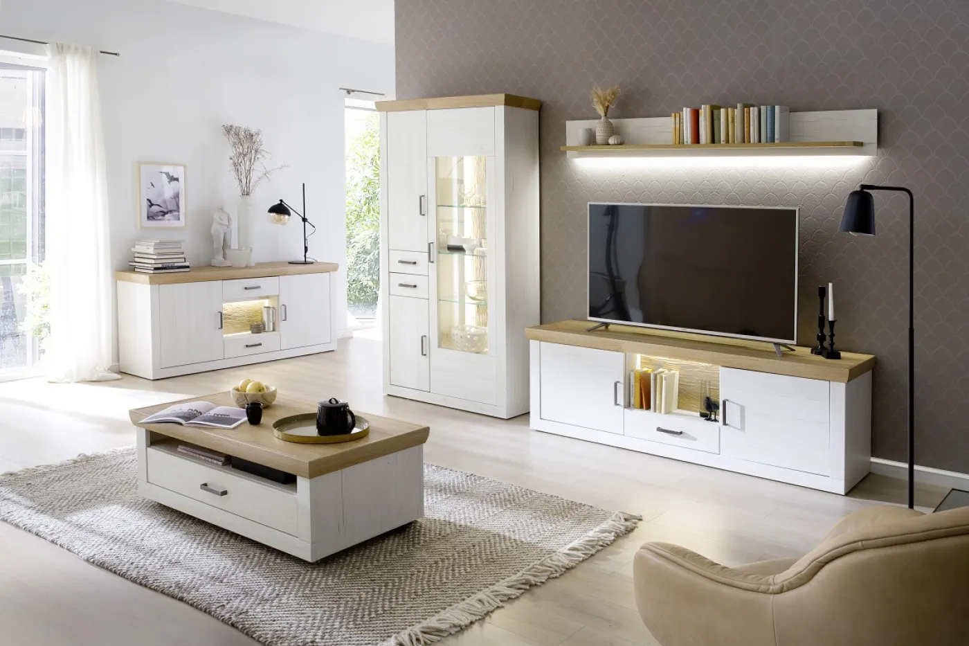 Sideboard Madrid | Landhaus | Pinie Aurelio / Grandson Oak | ohne Beleuchtung