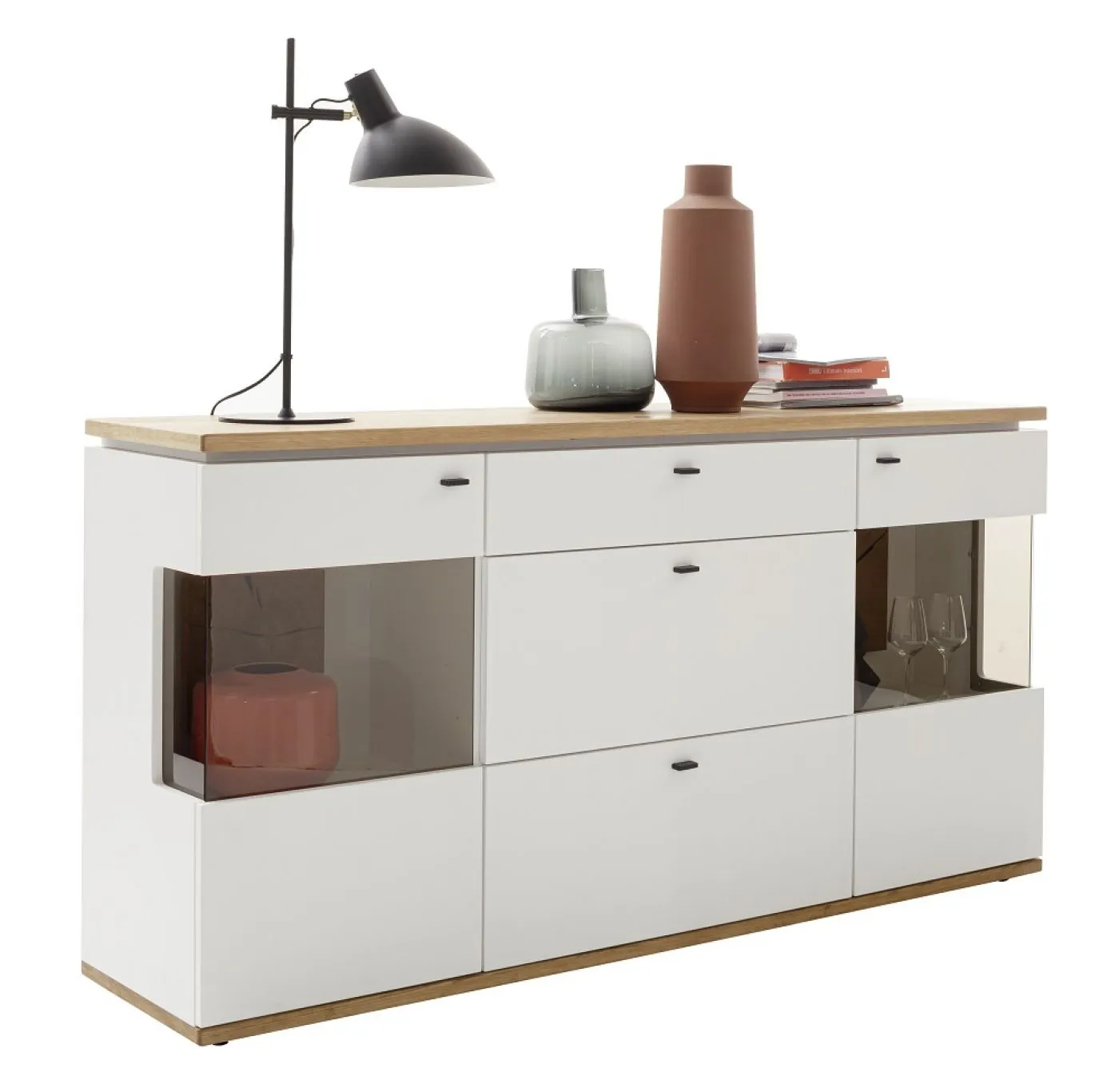 Sideboard Matadi | Soft white / Ast-Balkeneiche | Beleuchtung Komplettset