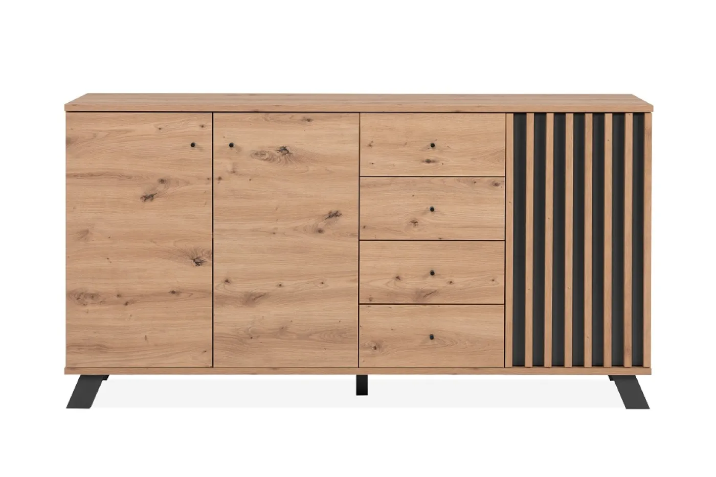 Sideboard Medan | mit 3D-Lamellen | Artisan Eiche / anthrazit