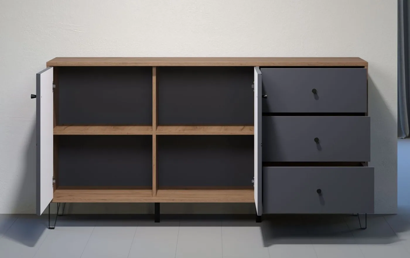 Sideboard Montez | Eiche Kraft Gold / Graphite