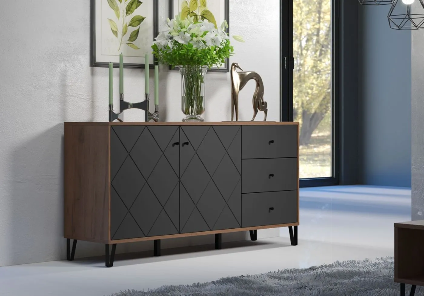Sideboard Montez | Eiche Kraft Gold / Graphite