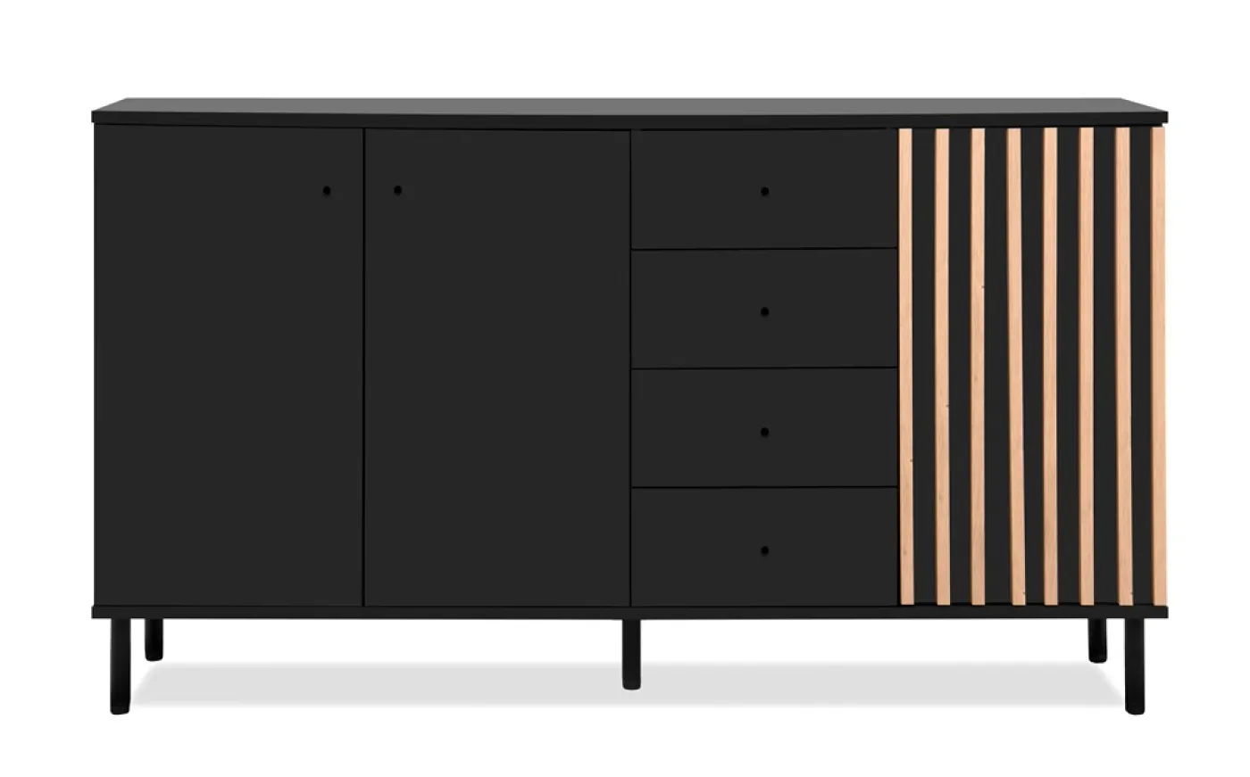 Sideboard Monza | mit 3D-Lamellen | Artisan Oak / schwarz