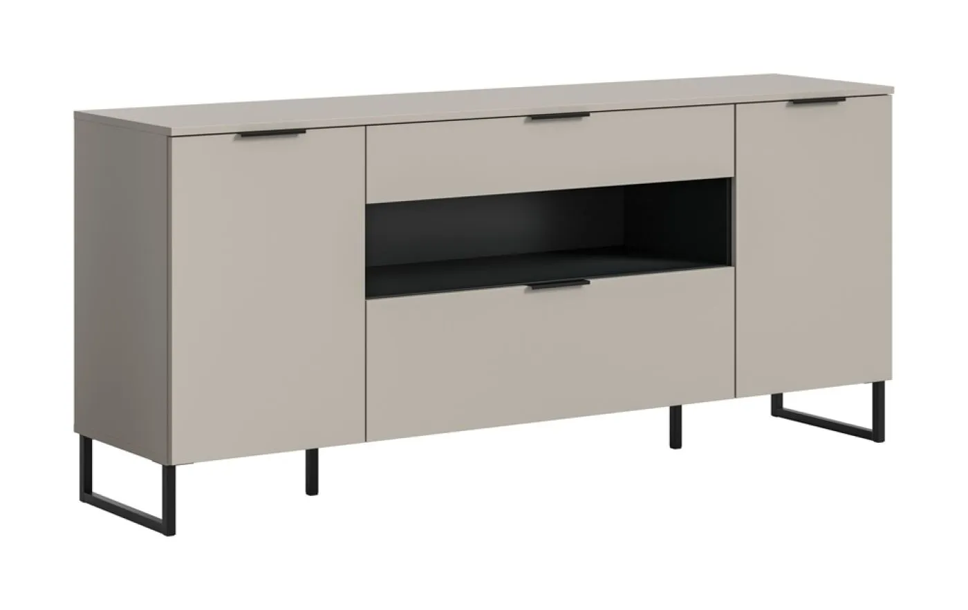 Sideboard Noida | Kaschmir / schwarz mit 2er Set LED Beleuchtung