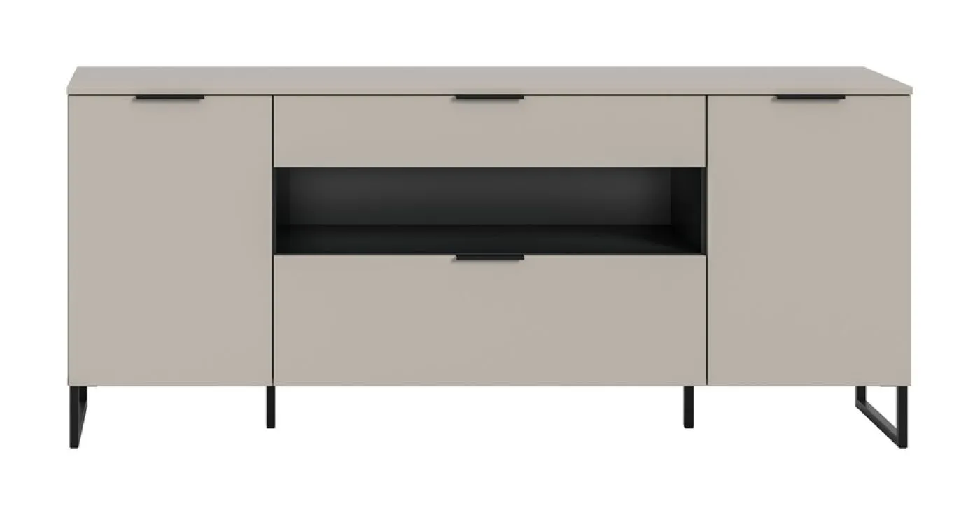 Sideboard Noida | Kaschmir / schwarz mit 2er Set LED Beleuchtung