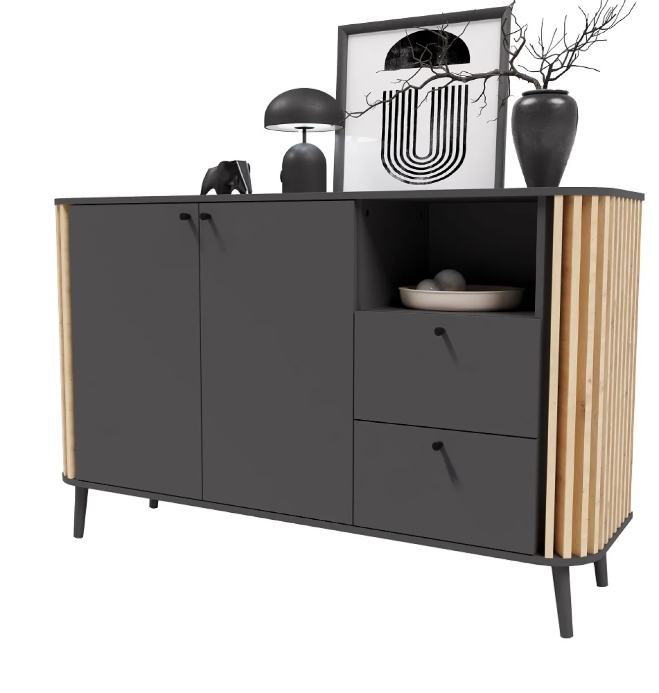 Sideboard Pure | grau / Artisan Eiche | 138 cm