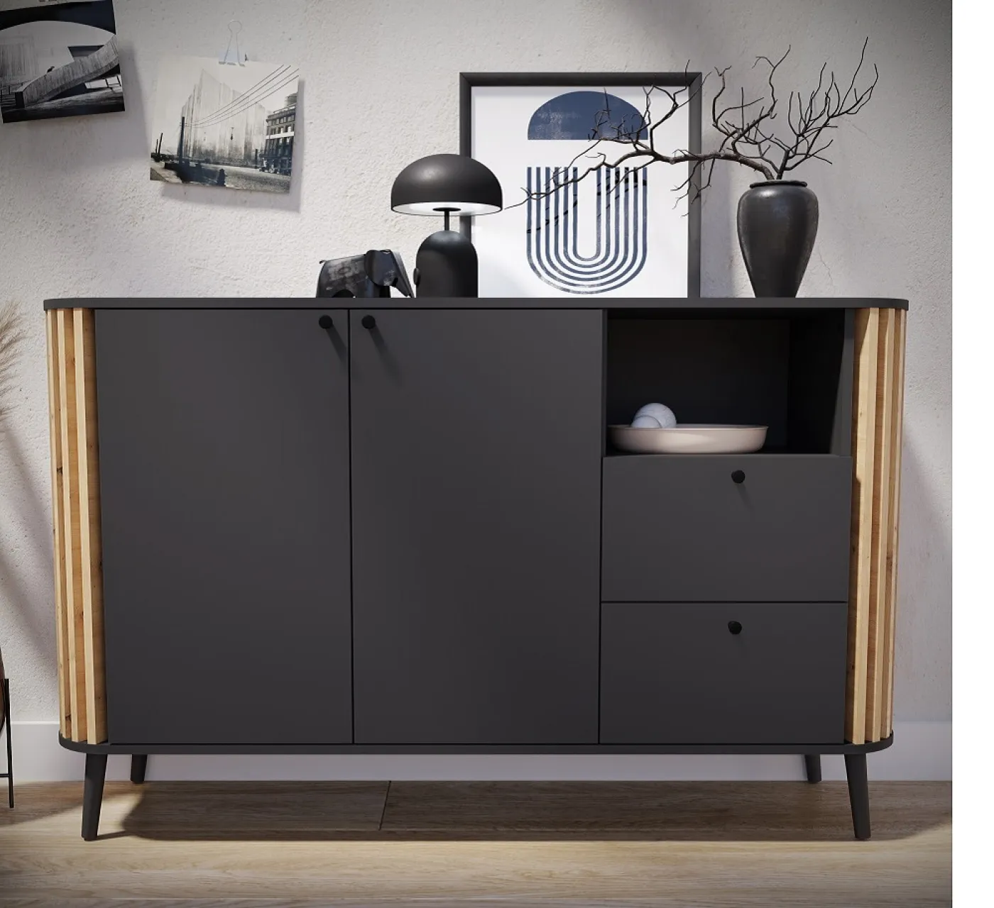 Sideboard Pure | grau / Artisan Eiche | 138 cm