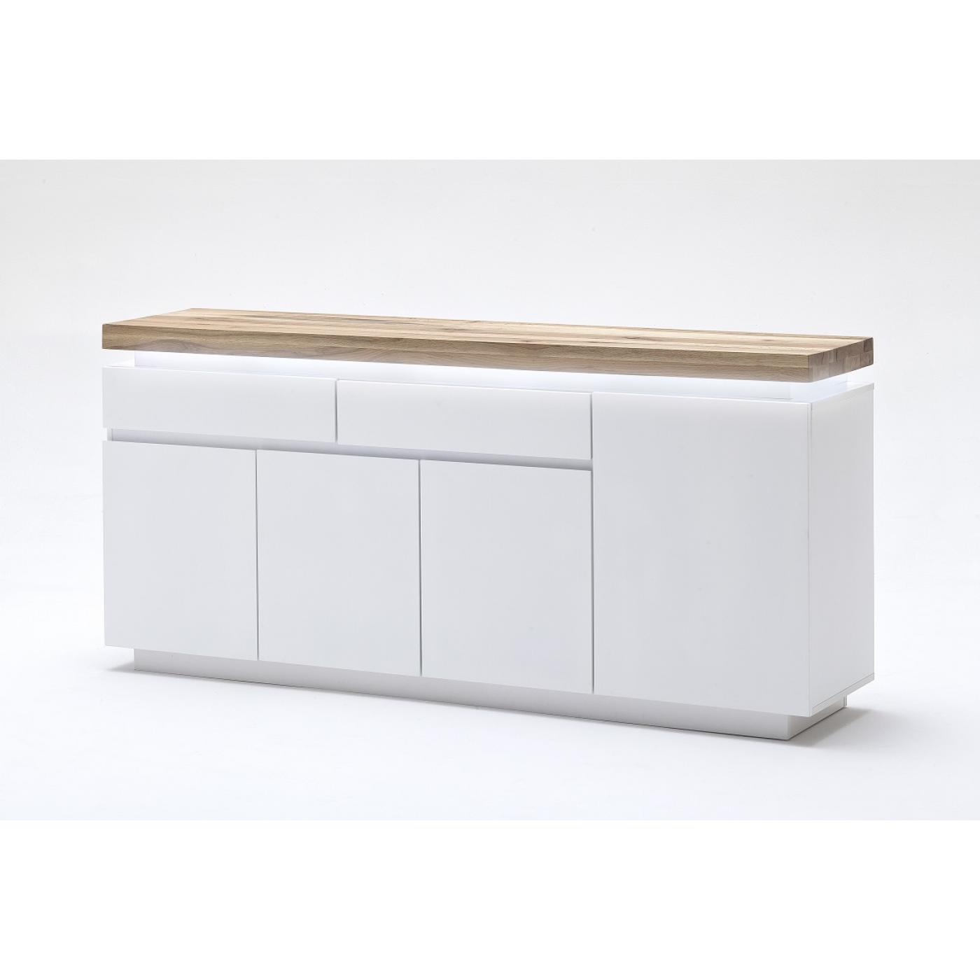 Sideboard Romina 1 | weiß matt / Eiche massiv | inkl. LED Beleuchtung