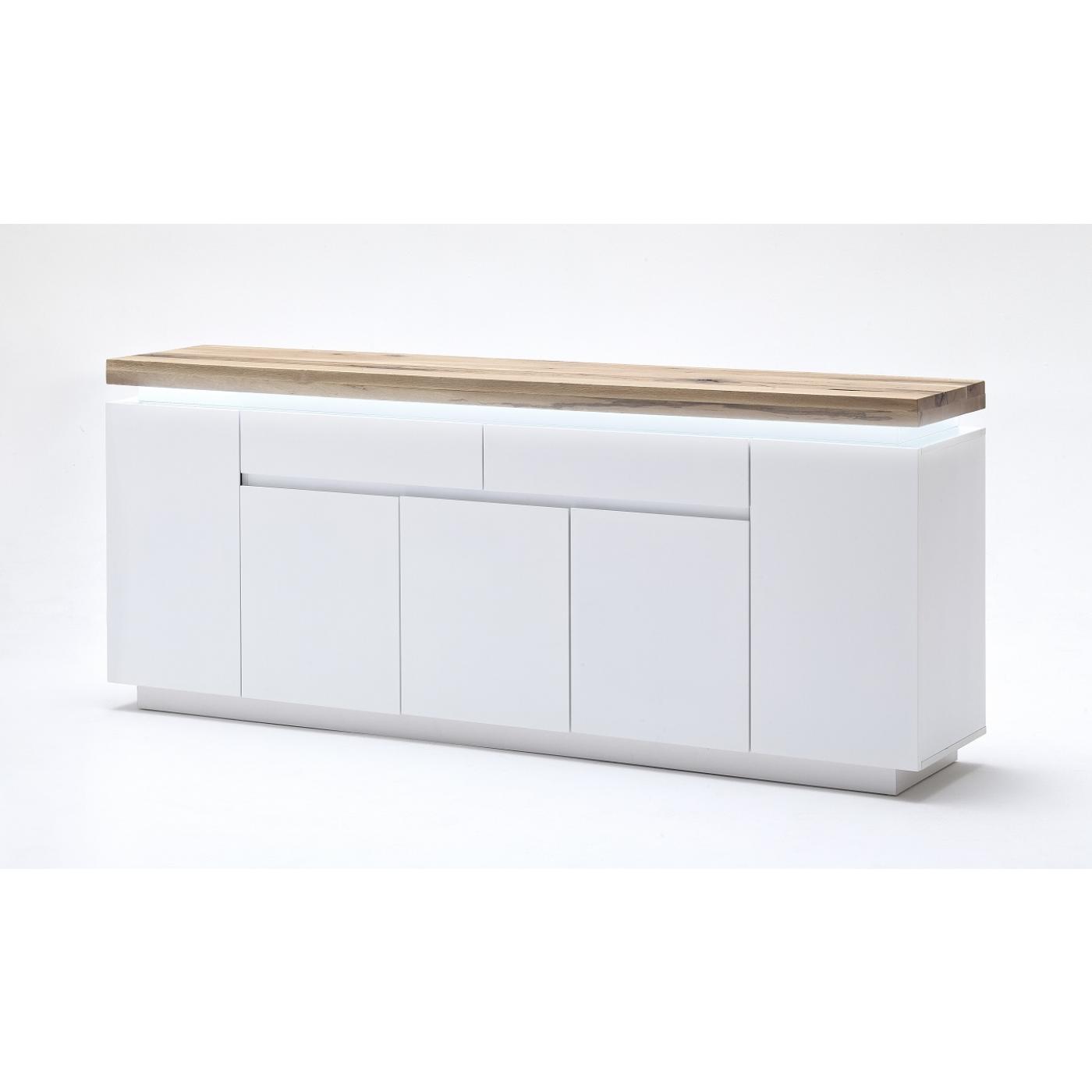 Sideboard Romina 2 | weiß matt / Eiche massiv | inkl. LED Beleuchtung