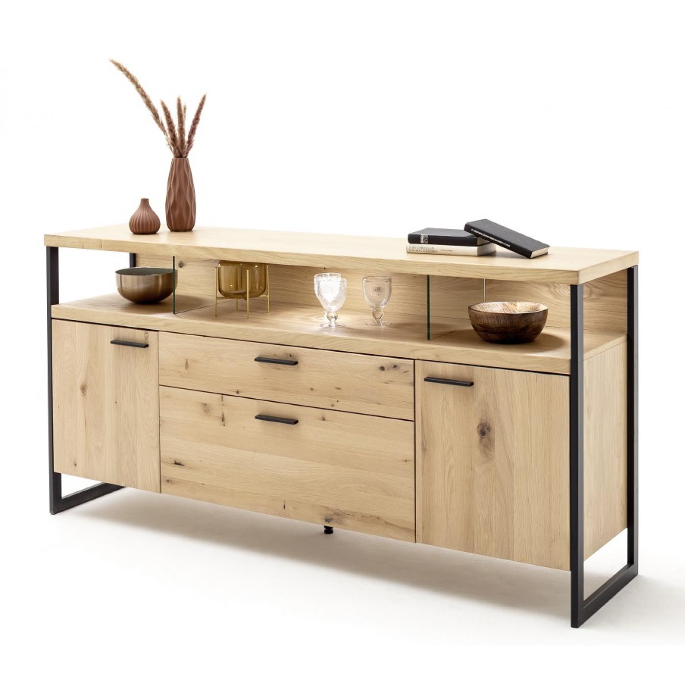 Sideboard Salerno | Balkeneiche / Eiche Bianco | LED Beleuchtung