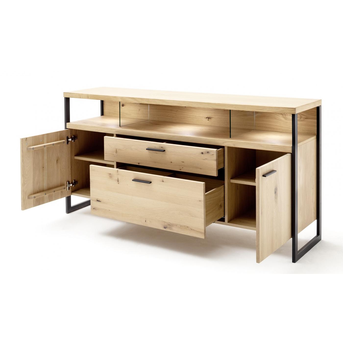 Sideboard Salerno | Balkeneiche / Eiche Bianco | LED Beleuchtung