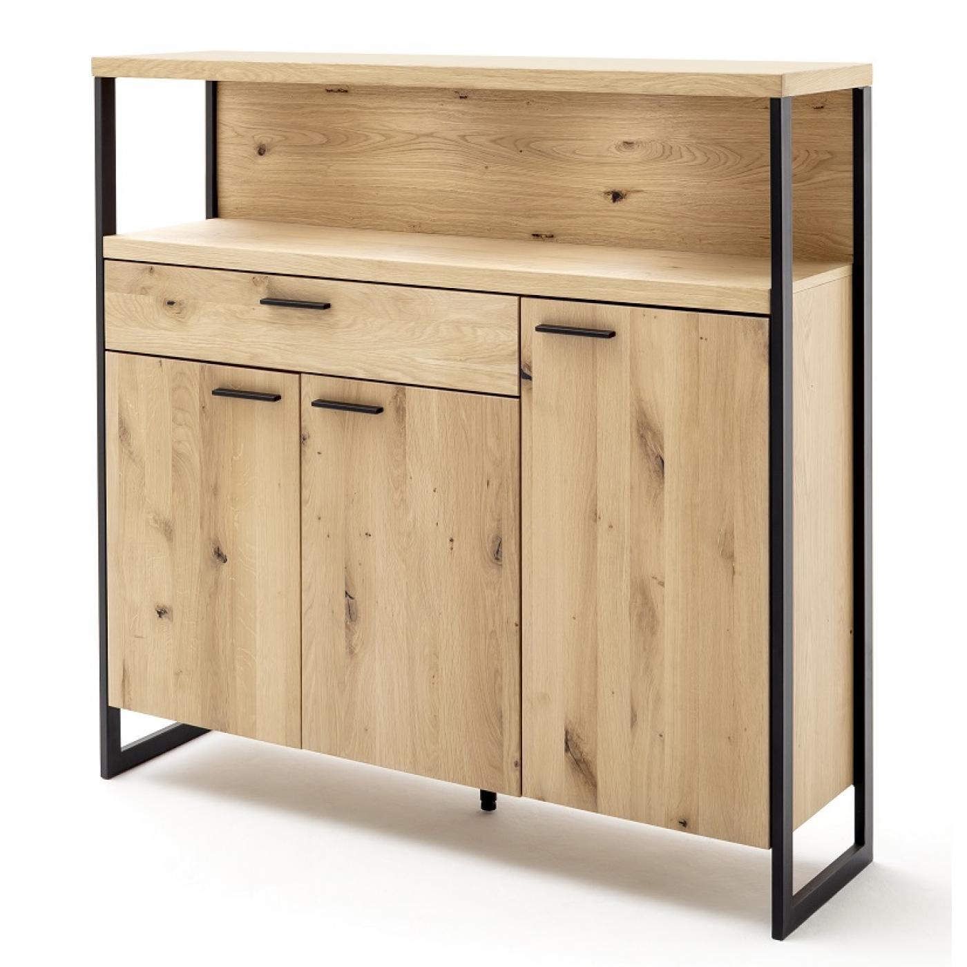 Sideboard Salerno 2 | Balkeneiche / Eiche Bianco | LED Beleuchtung