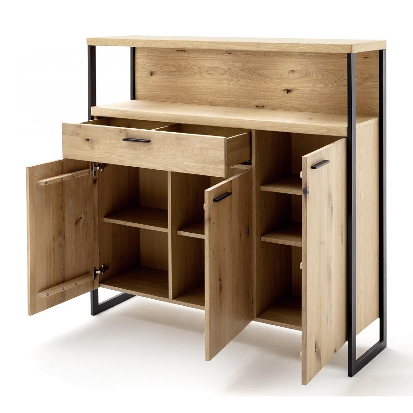 Sideboard Salerno 2 | Balkeneiche / Eiche Bianco | LED Beleuchtung