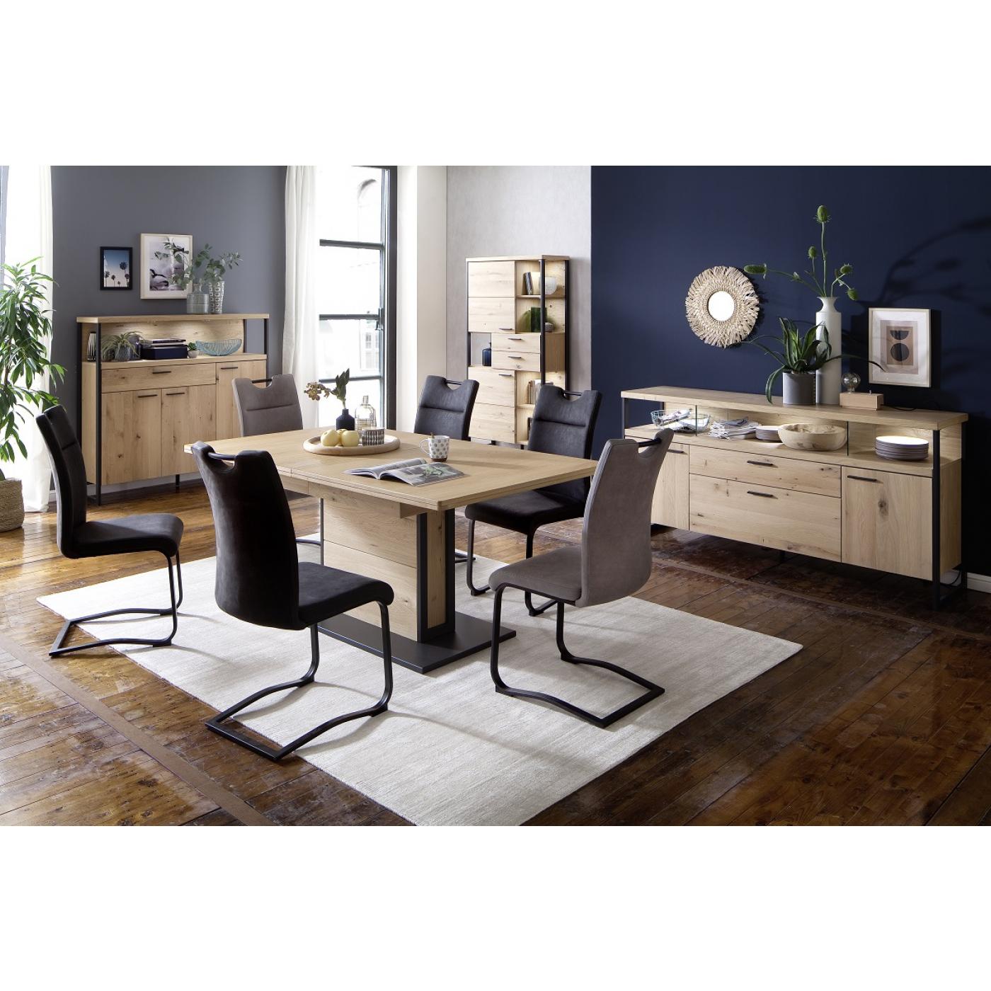 Sideboard Salerno 2 | Balkeneiche / Eiche Bianco | LED Beleuchtung