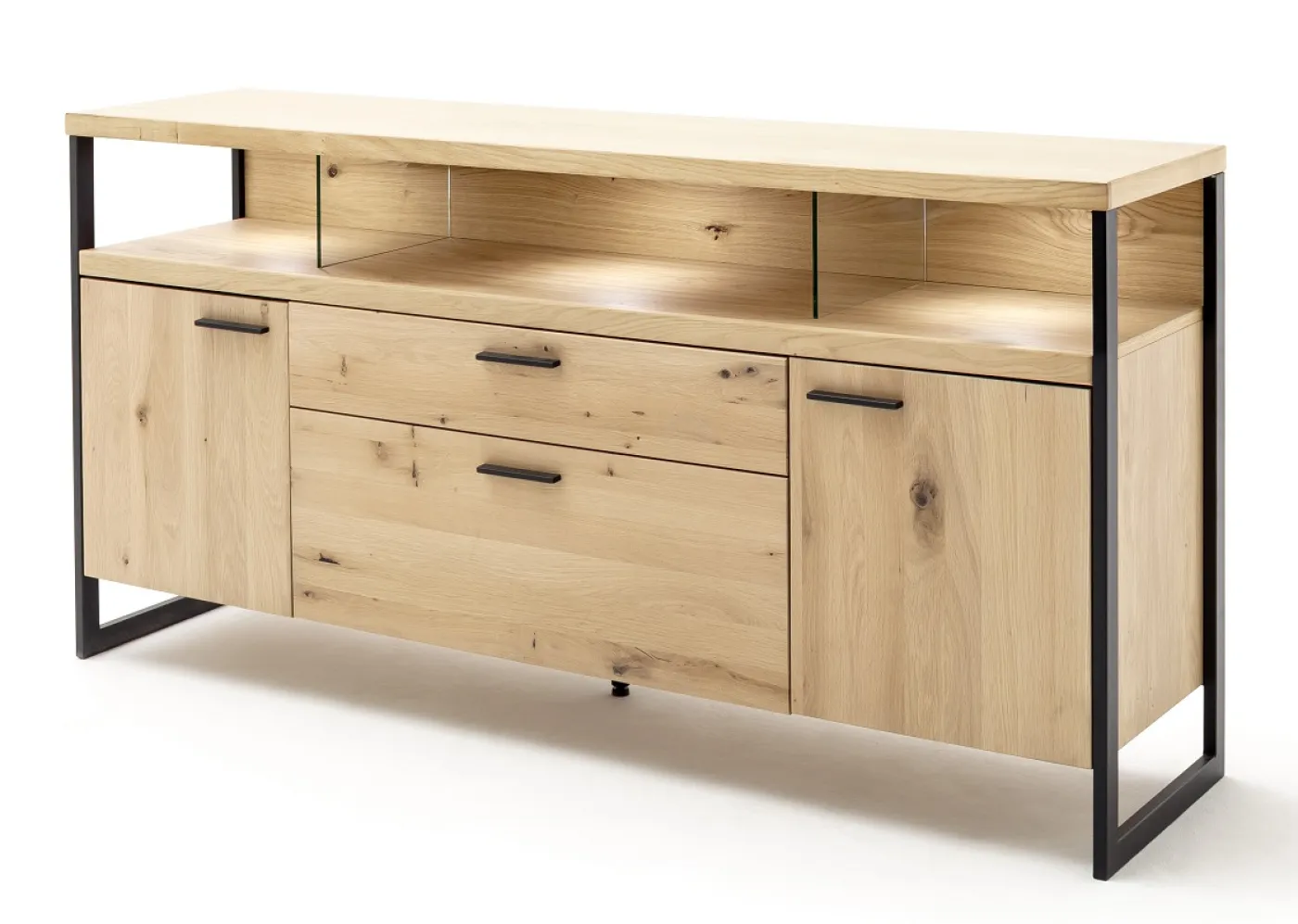 Sideboard Salerno | Balkeneiche / Eiche Bianco | mit 3er Set LED Unterbauspot