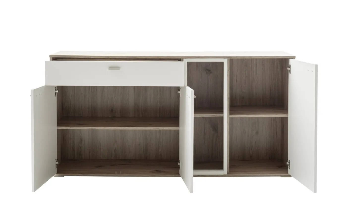 Sideboard Santerno | Soft white / Viking Oak | LED Beleuchtung