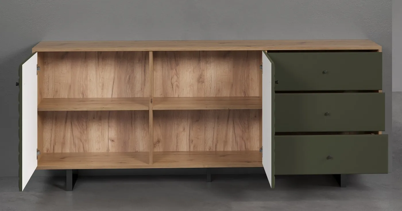 Sideboard Sentra | Dark Green / Artisan Eiche